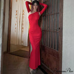 Hollow Out Long Sleeve Maxi Dress