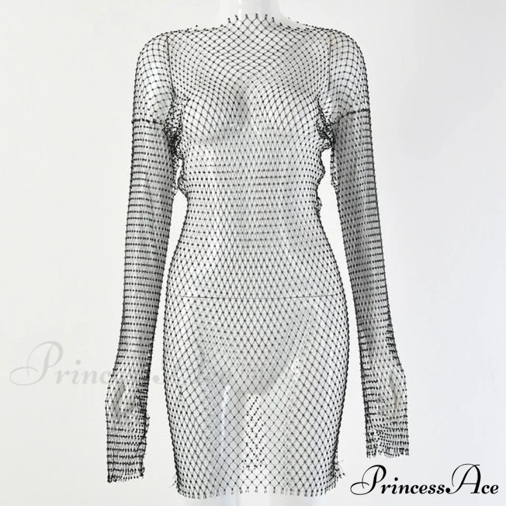 Hollow Out Long Sleeve Mini Dress