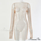 Hollow Out Long Sleeve Mini Dress