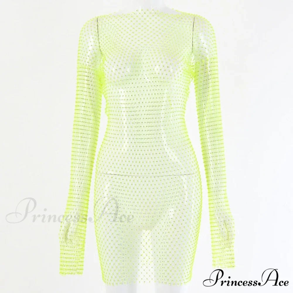 Hollow Out Long Sleeve Mini Dress