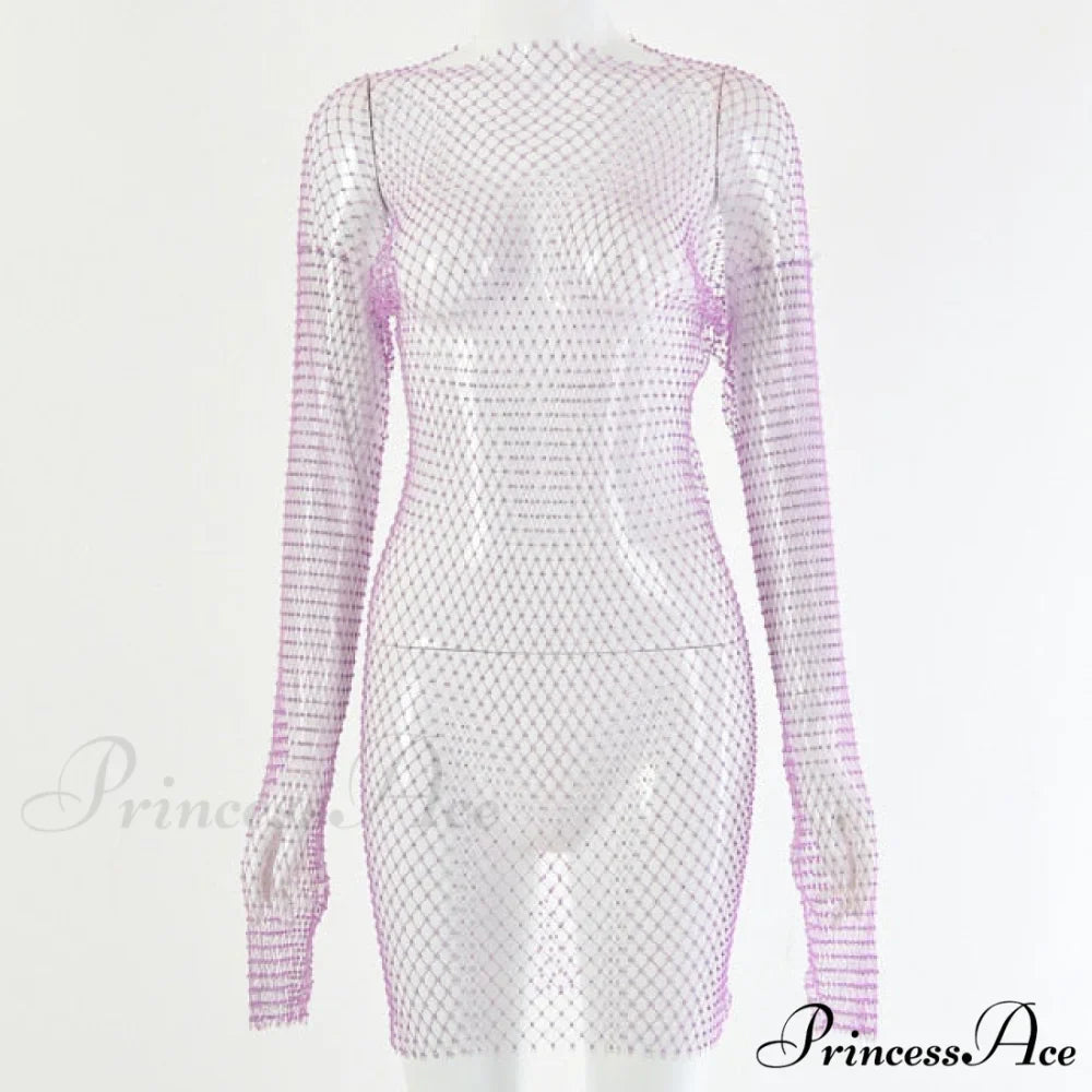 Hollow Out Long Sleeve Mini Dress