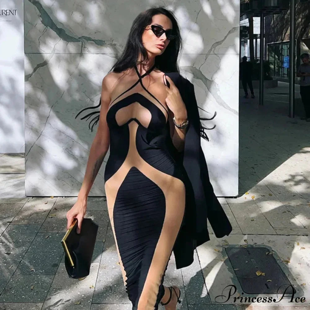 Hollow Out Maxi Party Dress