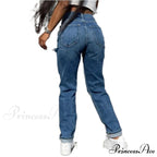 Hollow Out Ripped Straight Jeans