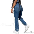 Hollow Out Ripped Straight Jeans