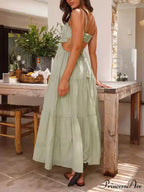 Hollow Sleeveless Pleated Charming Patchwork Full Hem Dress