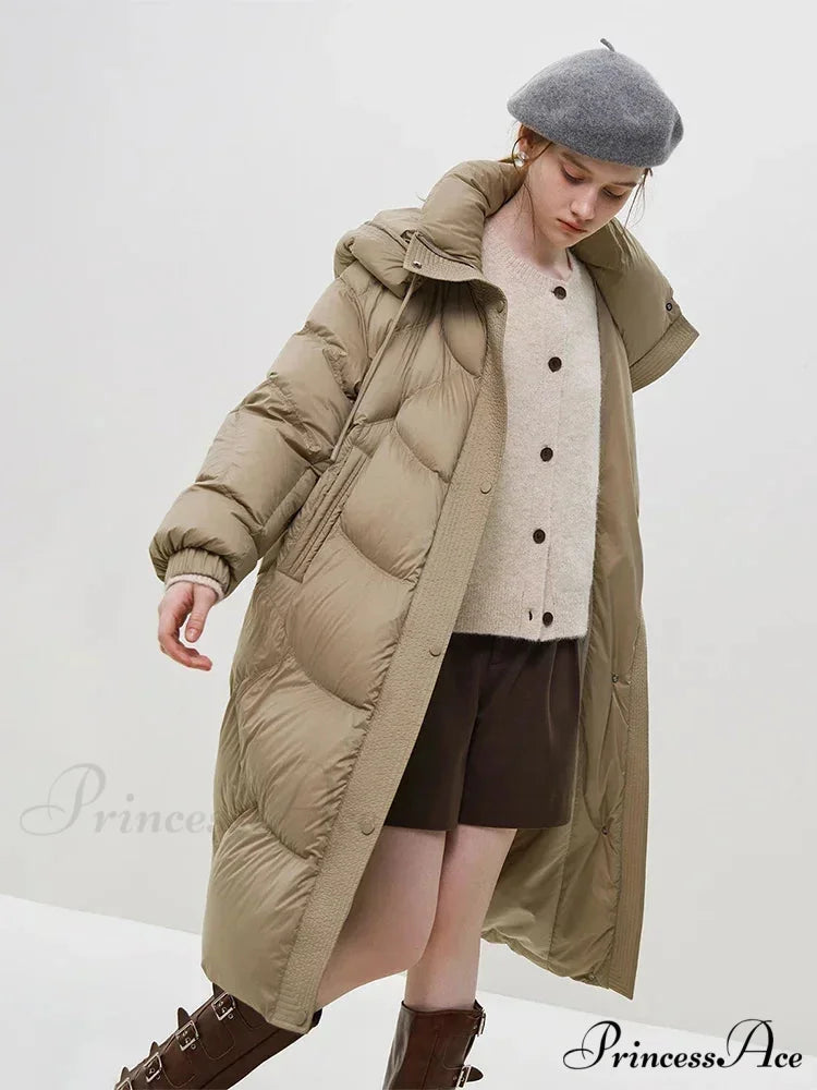 Hooded Long Thick Winter Khaki Temperament Detachable Cozy Stylish Coat
