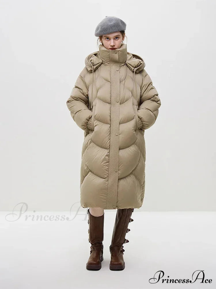 Hooded Long Thick Winter Khaki Temperament Detachable Cozy Stylish Coat