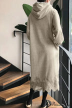 Hoodie Dress with Lace Hem