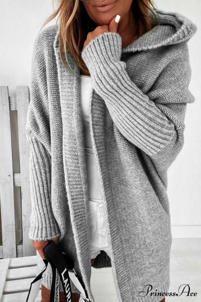 Hoodie Front Open Cardigan