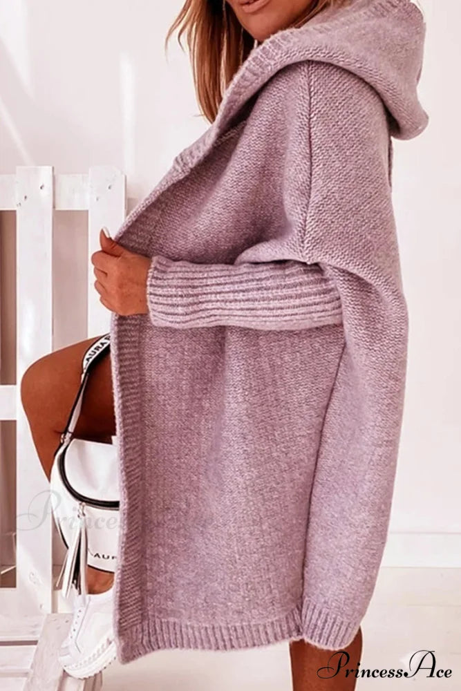 Hoodie Front Open Cardigan