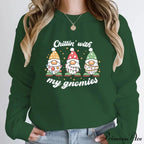 Hoodless Light Chillin' Gnomies Round Neck Pullover Christmas Hoodie