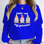 Hoodless Light Chillin' Gnomies Round Neck Pullover Christmas Hoodie