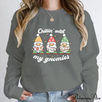 Hoodless Light Chillin' Gnomies Round Neck Pullover Christmas Hoodie