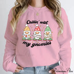 Hoodless Light Chillin' Gnomies Round Neck Pullover Christmas Hoodie