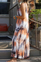 Hot Deep V Print Modern Floral Women Formal Maxi Dress