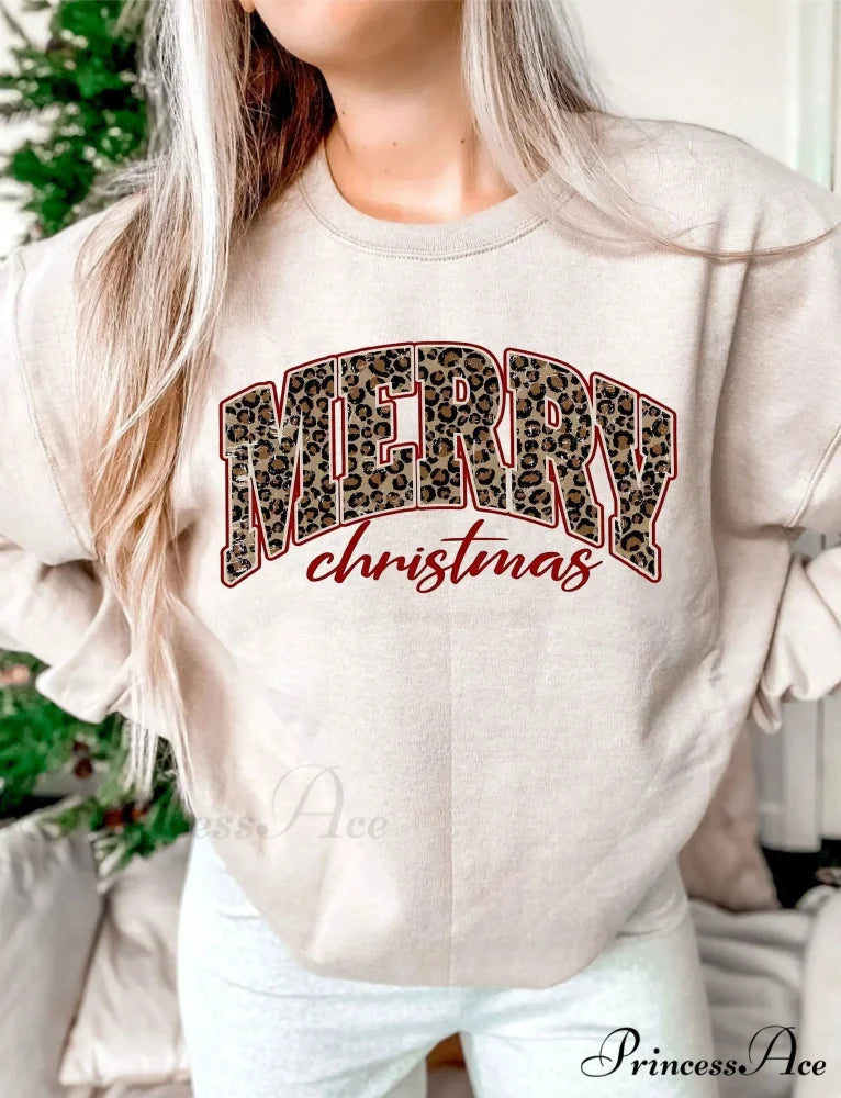 Hot Fashion Leopard Print Marry Christmas Outdoor Recreation Hoodie