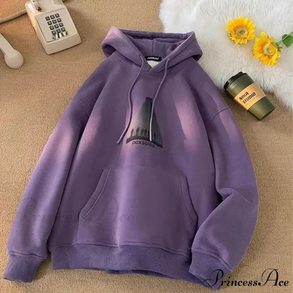 Humorous Graphic Fuzzy Y2K Hoodie