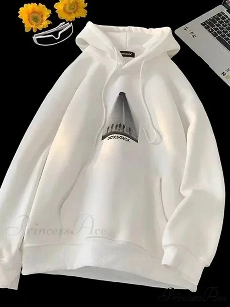 Humorous Graphic Fuzzy Y2K Hoodie