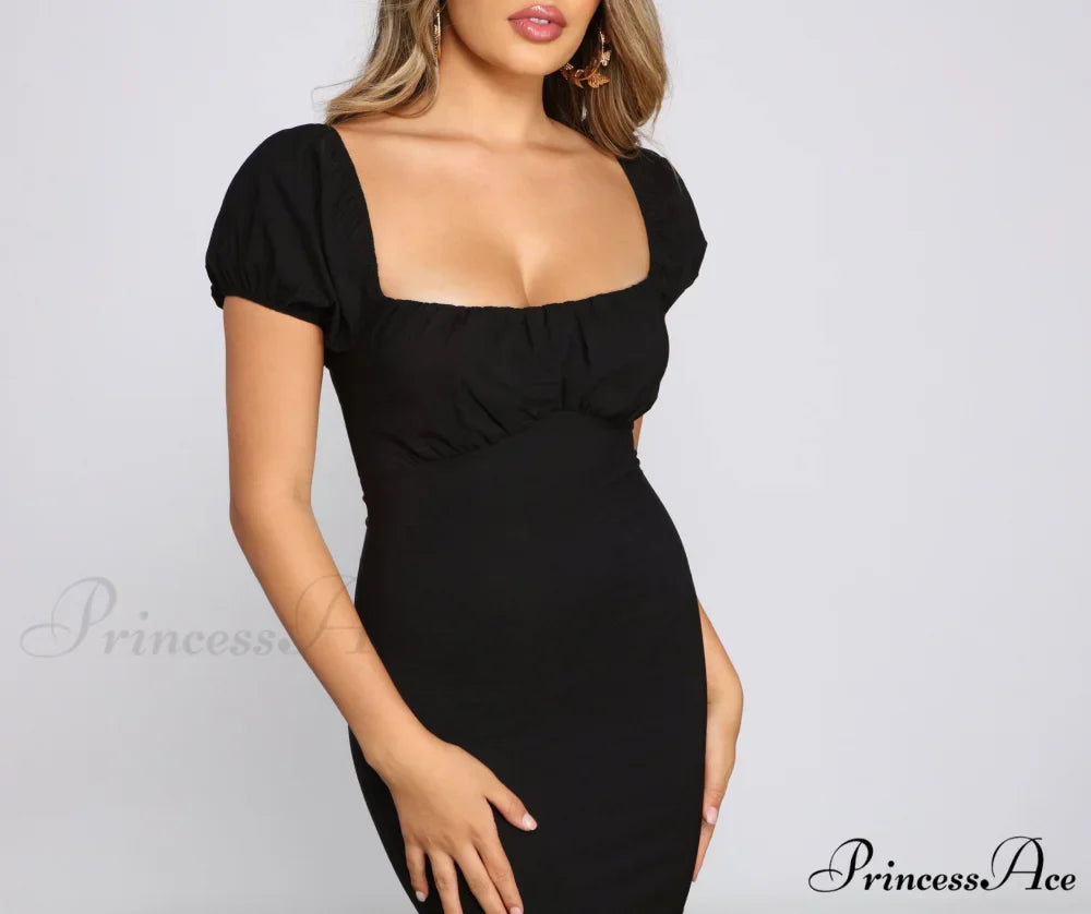 Iconic Glam Puff Charming Sleeve Mini Dress