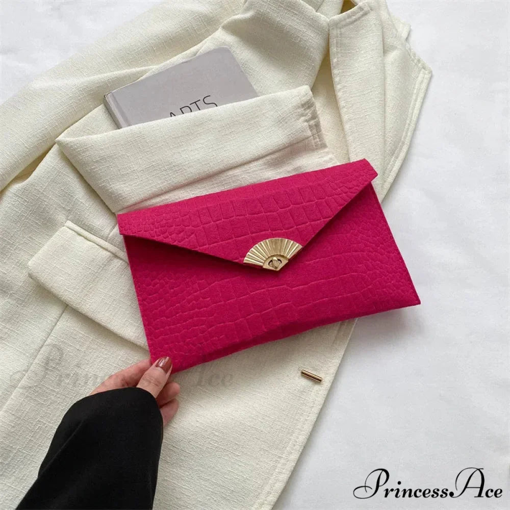 Informal Basic Felt Envelope Clutch Wristlet