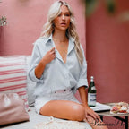 Informal Collar Cotton Linen Baggy Shirt