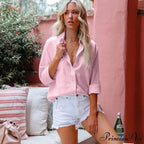 Informal Collar Cotton Linen Baggy Shirt