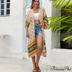 Informal Cultural Flower Pattern Baggy Cover-Up Dress