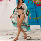 Informal Cultural Flower Pattern Baggy Cover-Up Dress