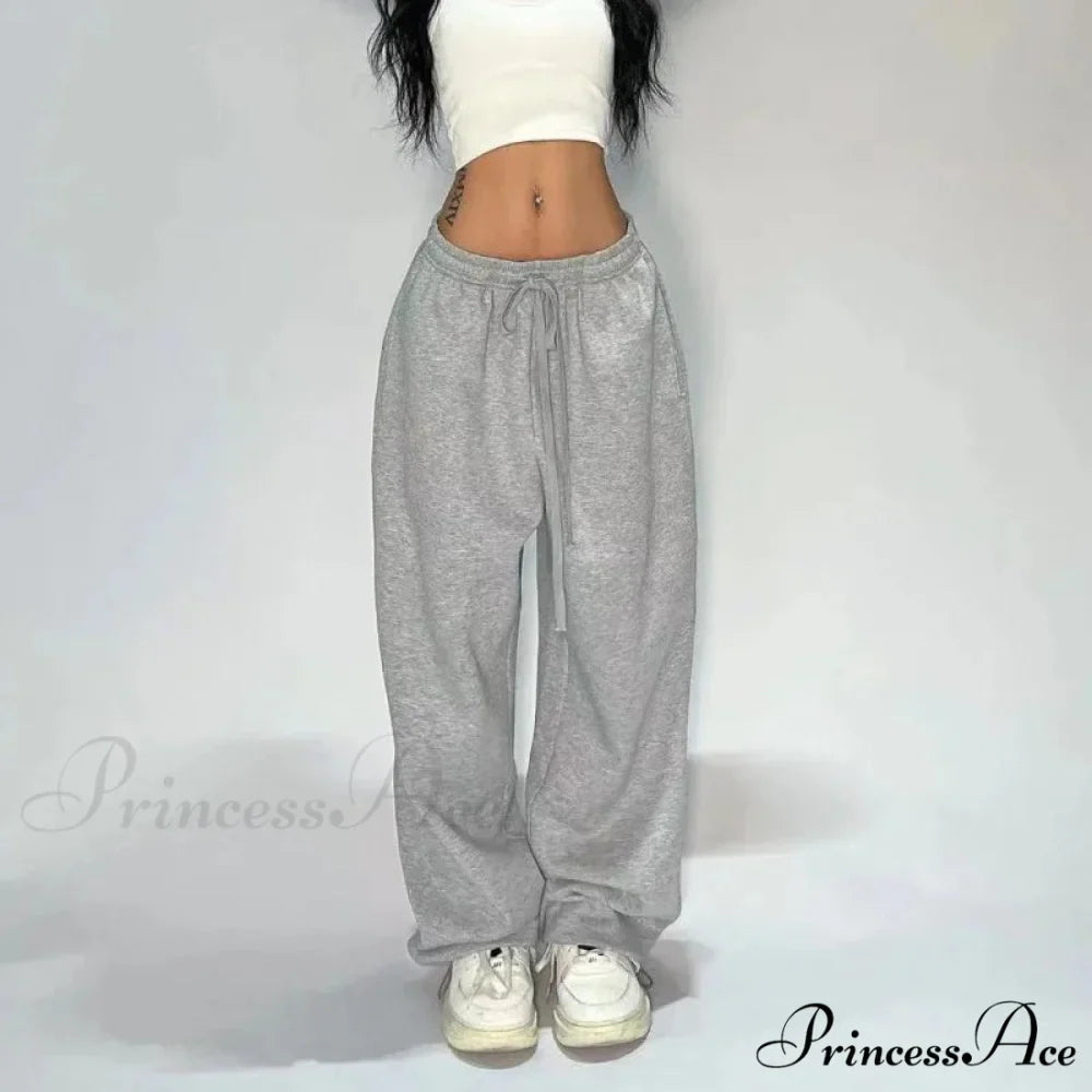 Informal Gray Broad Leg Sweatpants Trousers