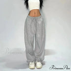 Informal Gray Broad Leg Sweatpants Trousers