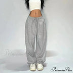 Informal Gray Broad Leg Sweatpants Trousers