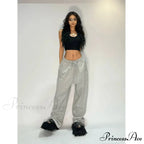 Informal Gray Broad Leg Sweatpants Trousers