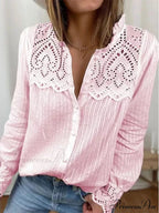 Informal Lace Round-neck Baggy Top
