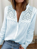 Informal Lace Round-neck Baggy Top