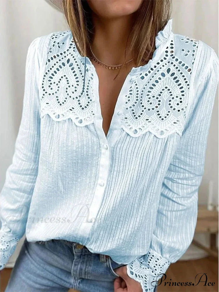 Informal Lace Round-neck Baggy Top