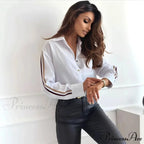 Informal Lineage Extended Sleeve Workplace White Blouse