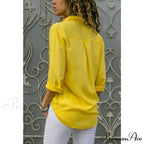 Informal Monochromatic Extended Sleeve Button Blouse