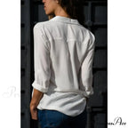 Informal Monochromatic Extended Sleeve Button Blouse