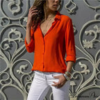 Informal Monochromatic Extended Sleeve Button Blouse