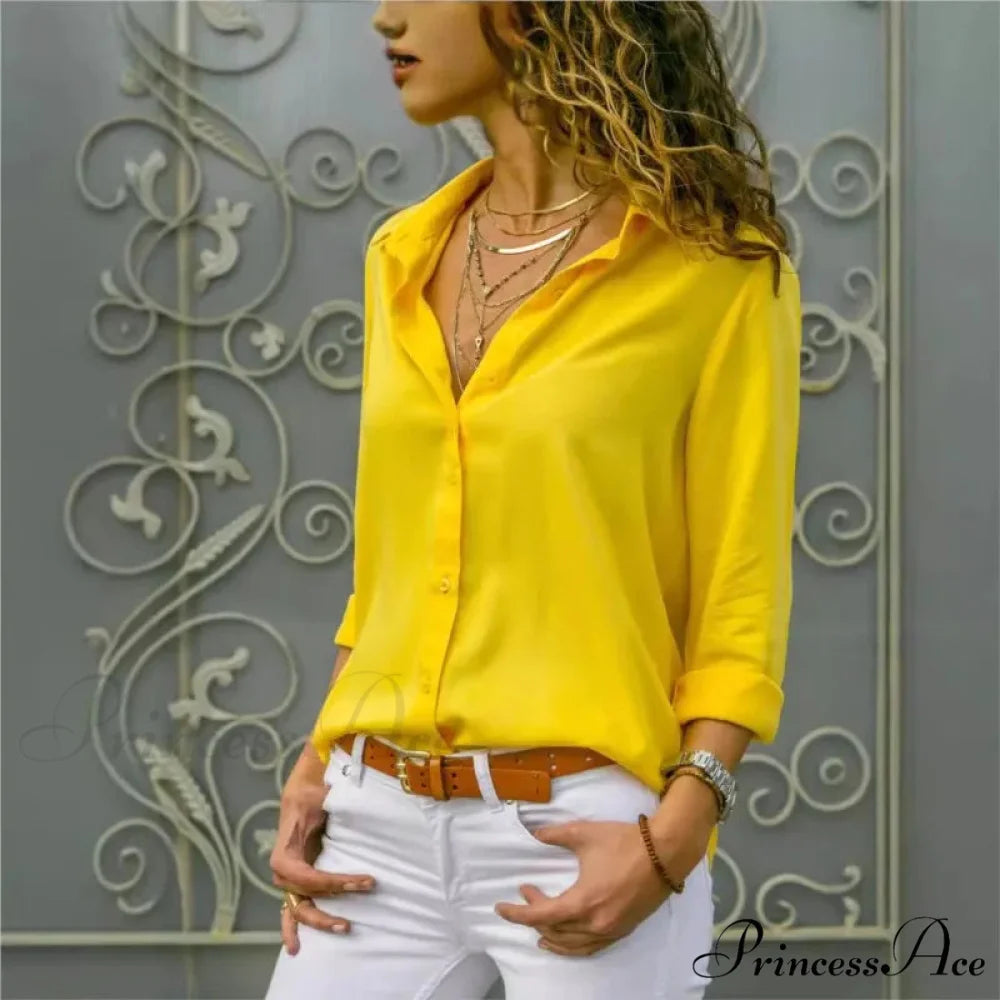 Informal Monochromatic Extended Sleeve Button Blouse