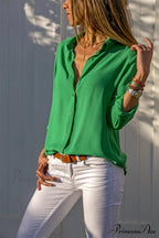 Informal Monochromatic Extended Sleeve Button Blouse