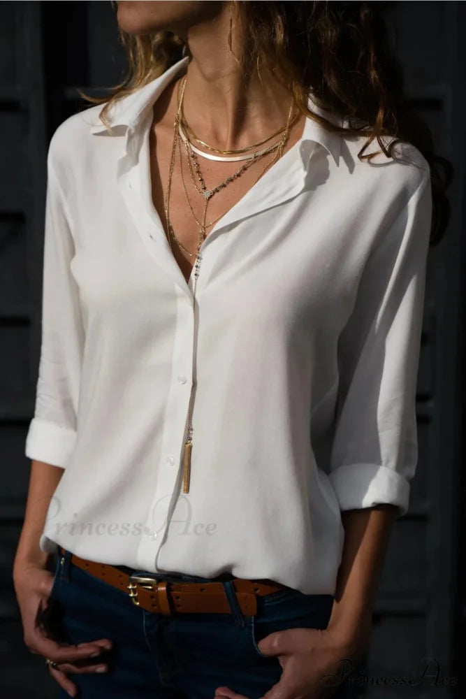 Informal Monochromatic Extended Sleeve Button Blouse