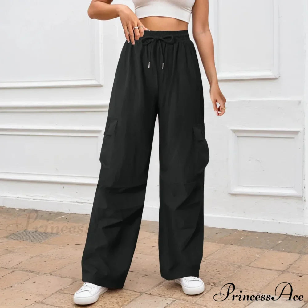 Informal Monochromatic Wide Leg Trousers