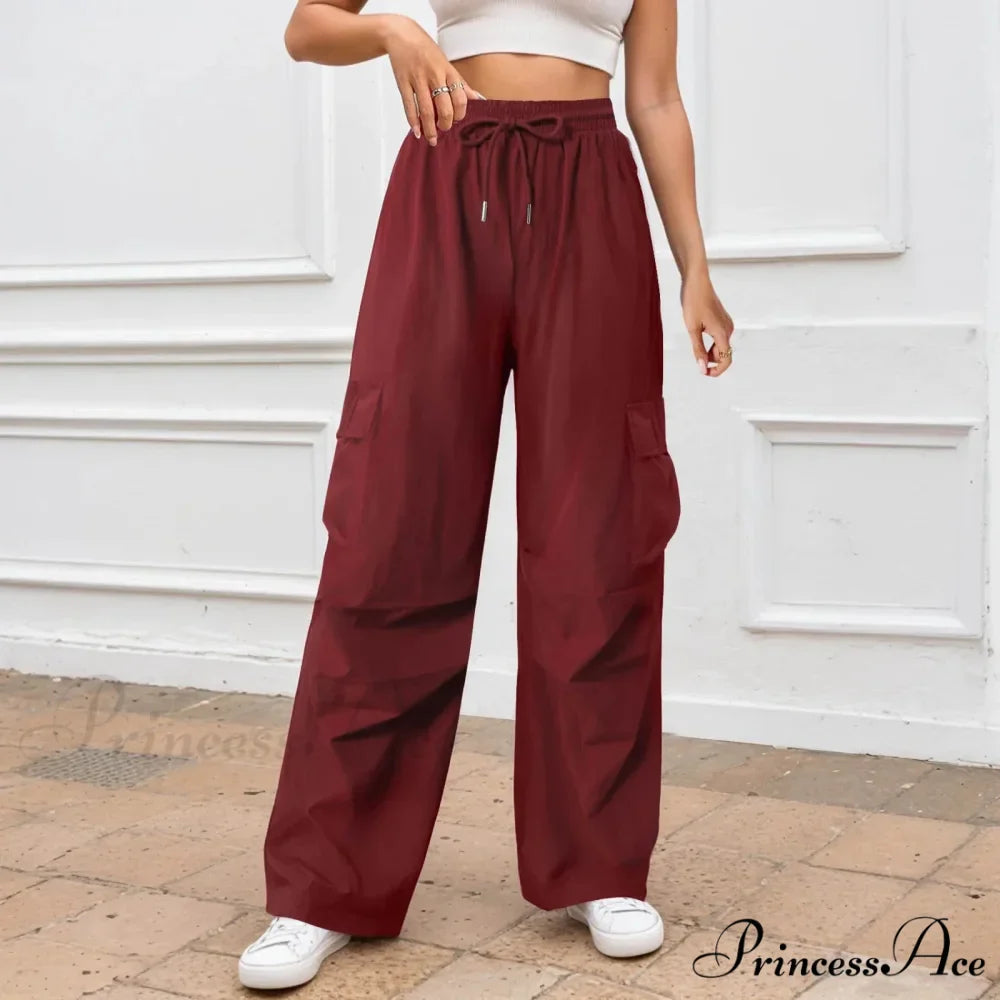 Informal Monochromatic Wide Leg Trousers