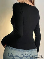 Informal Patchwork Lace Slender V-Neck Extended Sleeve Knit Top