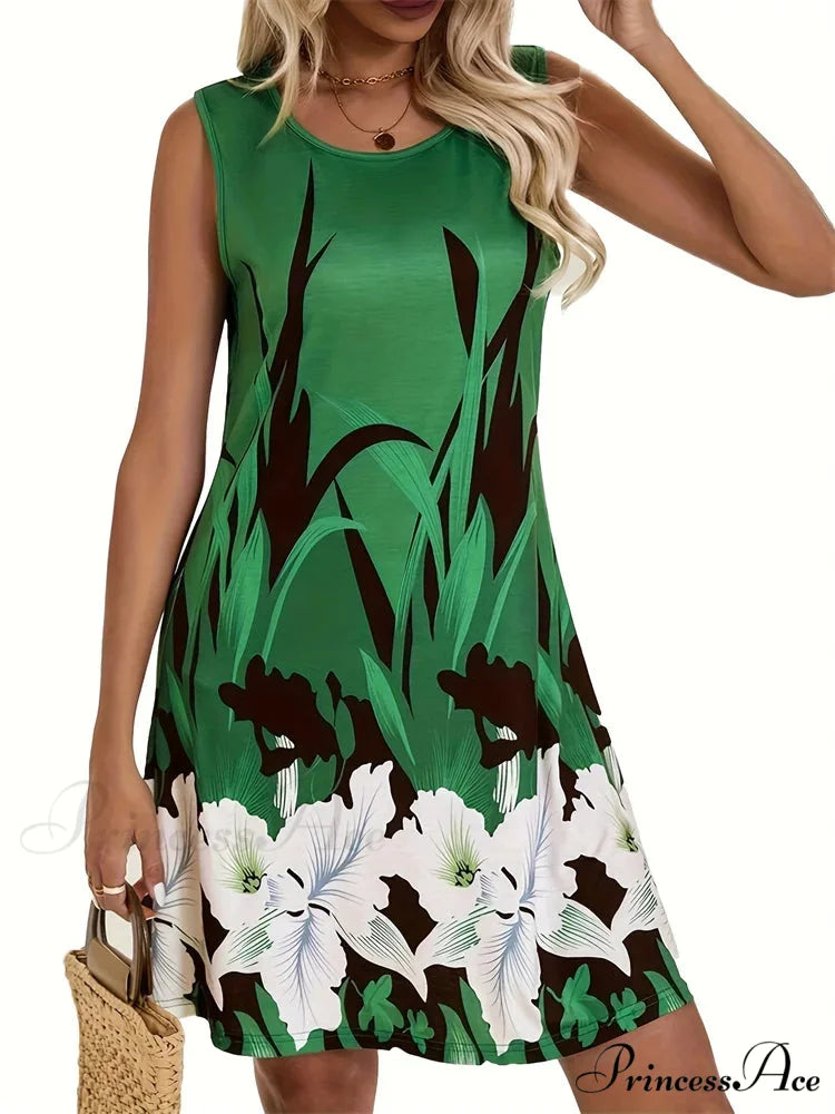 Informal Retro Bohemian Flower Pattern Summer Bodycon Flower Dress