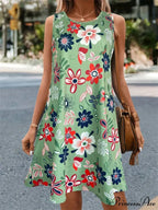 Informal Retro Bohemian Flower Pattern Summer Bodycon Flower Dress