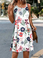 Informal Retro Bohemian Flower Pattern Summer Bodycon Flower Dress