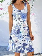Informal Retro Bohemian Flower Pattern Summer Bodycon Flower Dress