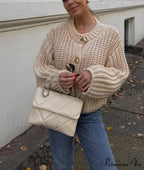 Informal Round Neck Lengthy Sleeve Pocket Cardigan